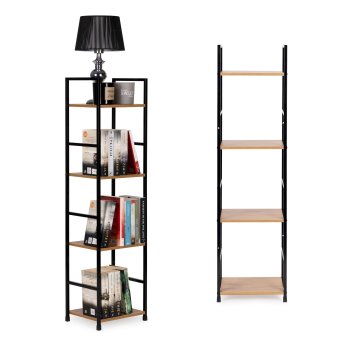 Metāla plaukts LOFT ar 4 plauktiem ModernHome, savvaļas ozols