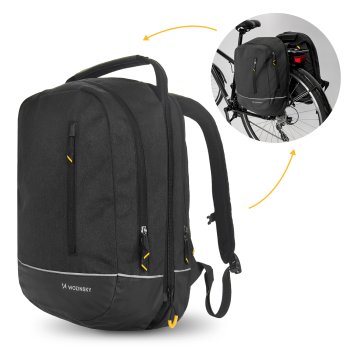 Wozinsky WBB30BK Mugursoma, velosipēda soma uz bagāžnieka 2in1 30L, Melns | Two-piece Bicycle Trunk Bag Backpack