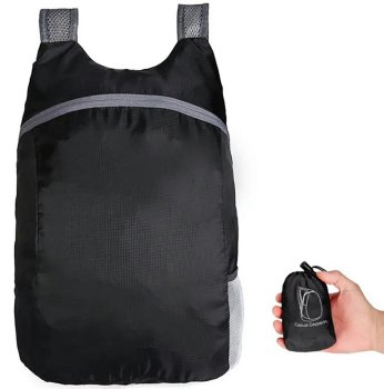 Viegla saliekama mugursoma 20l, melna