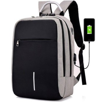 Ūdensnecaurlaidīga Mugursoma ar USB Uzlādes Izeju Portu 25L, Pelēks | Anti-Theft Waterproof Backpack with USB...