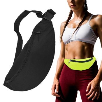Skriešanas Vingrošanas Jostas Soma, Melna | Outdoor Travel Running Belt Zipper Waist Crossbody Bag for Phone Keys with Headphone Outlet