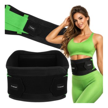 Neoprēna tievēšanas un fitnesa josta 120cm Trizand, melni zaļa
