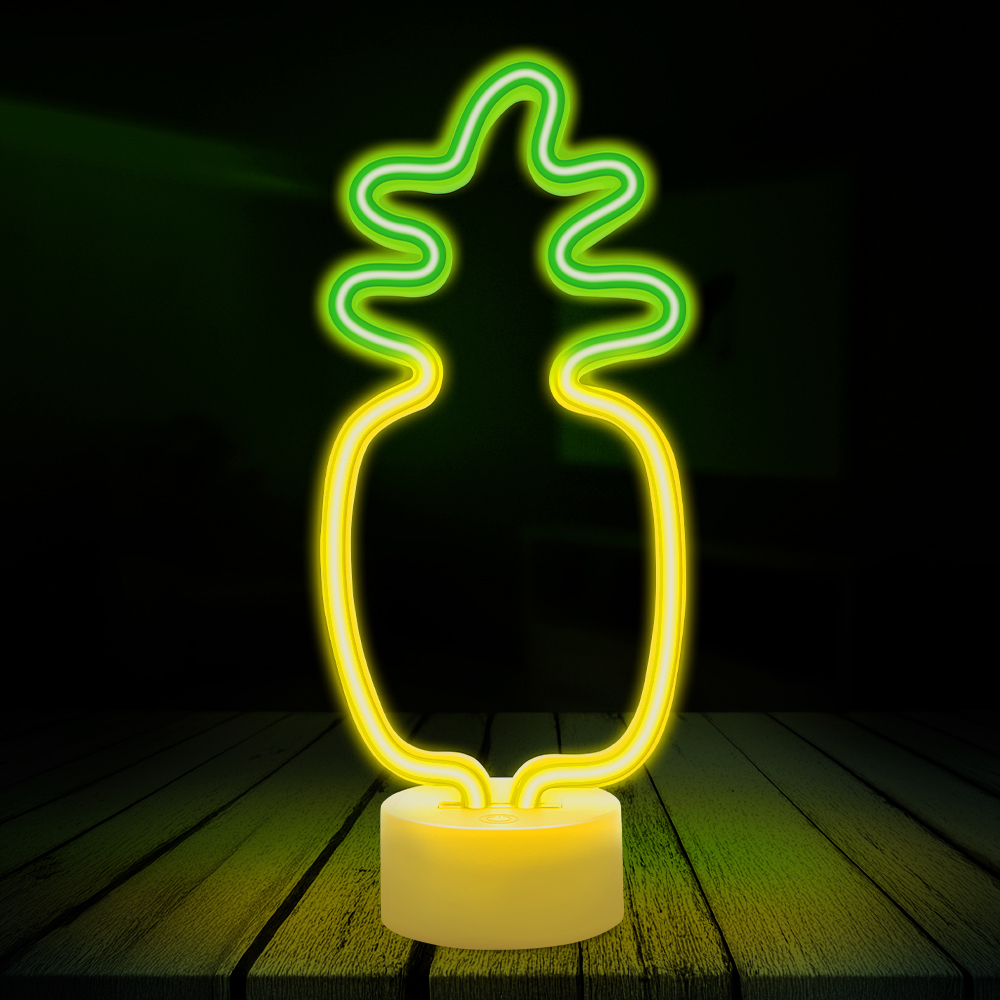 LED neona lampa Ananāss uz pamatnes Forever Light FSC-12 USB-C, oranža un zaļa (1)