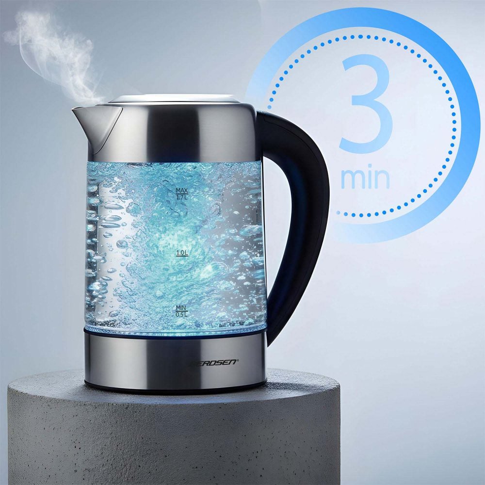 Elektriskā stikla tējkanna ar temperatūras regulēšanu 1,7l 2200W Berdsen BD-714 (1)