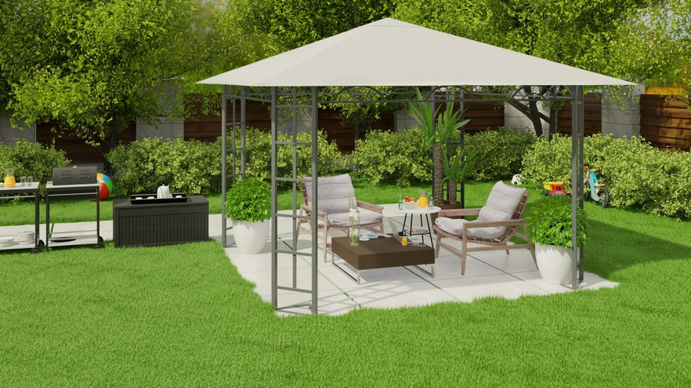 Bēšs dārza paviljons, telts (bez sienām) Plonos, 3x3m | Garden Pavilion Tent (1)