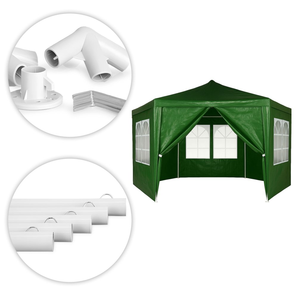 Dārza telts paviljons MultiGarden 2x2x2 m ar logiem, zaļš (3)