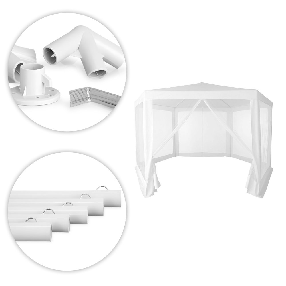 Dārza paviljons ar moskītu tīklu 2x2 m MultiGarden, balts (3)