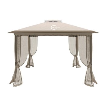 Dārza nojume paviljons ar sienām un moskītu tīklu, 3x3 m, Carruzzo
