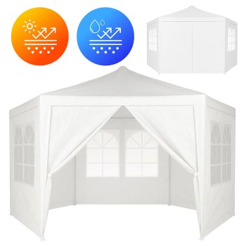 Dārza paviljons MultiGarden 2x2 m ar 6 sienām un logiem, balts