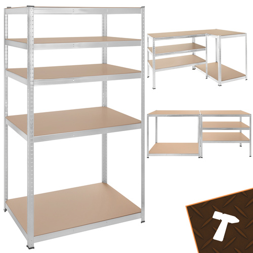 Noliktavas plaukts Bigstren 180x100x60 cm, 1000 kg, 5 stiprināti plaukti, sudraba (2)