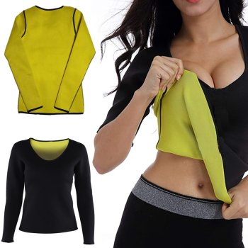 Sieviešu Fitnesa Neoprena T-krekls ar Garām Piedurknēm Svara Zaudēšanai, XXL izmērs | Women's Slimming Fitness...