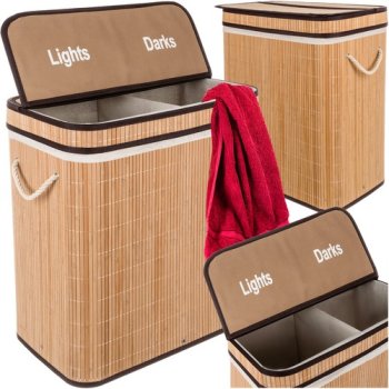 Bambusa veļas grozs - divu nodalījumu Ruhhy 24269 | Bamboo Laundry Basket