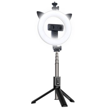 Pastāvīgās Dienas Gaismas Komplekts ar Statīvu Tripodu un Bluetooth Tālvadības Pulti (21 - 95 cm) (P40D-3) + LED | LED Selfie Ring Desktop Light Flash Tripod with Phone Holder