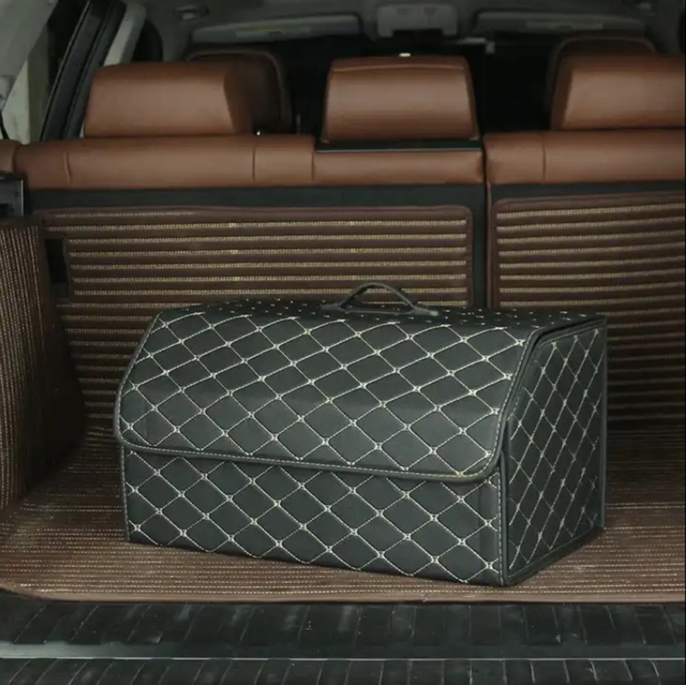 Ietilpīgs bagāžnieka organizators no ekoādas, melns (1)