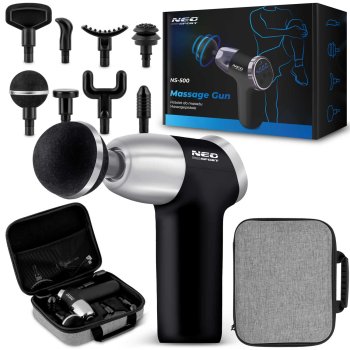 Ķermeņa masāžas pistole + 8 uzgaļi Neo-sport NS-500, Melns | Body Massage Gun