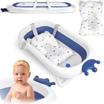 Salokāma bērnu vanniņa ar spilvenu RK-280, Balta / zila | Baby Bathtub