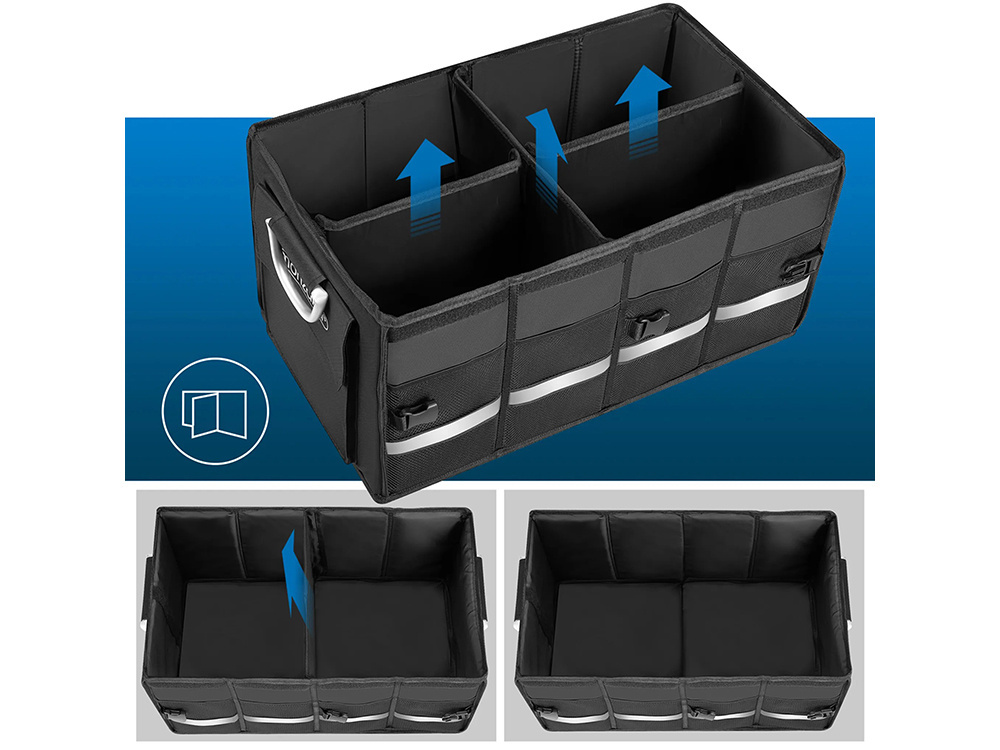 Saliekams auto bagāžnieka organizators ar vāku, 60L (3)