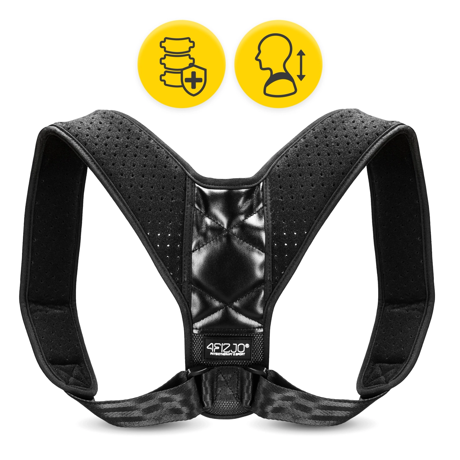 Stājas korektors mugurai un pleciem 4FIZJO, Melns (1)