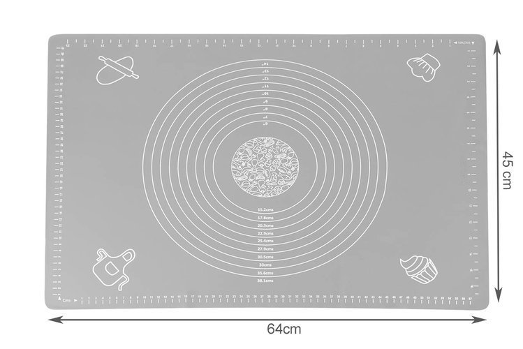Virtuves Silikona Paklājiņš Mīklas Rullēšanai un Cepšanai, 64x45 cm | Non-slip Silicone Pastry Baking Dough... (7)