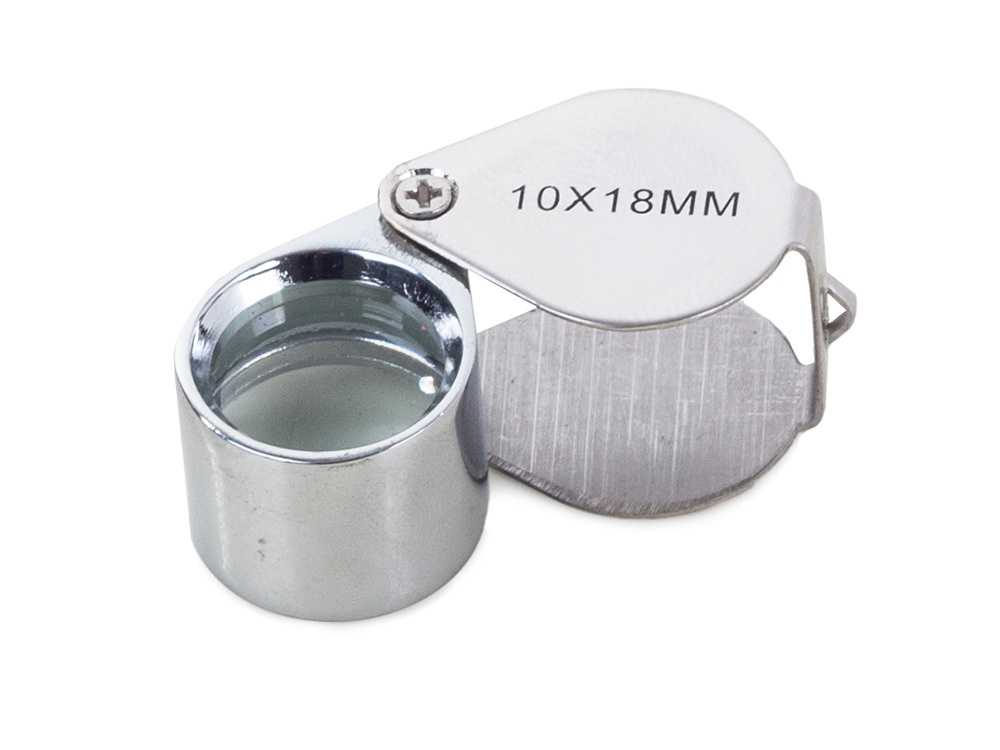 Salokāma juveliera lupa 10x 16mm alumīnija korpusā, sudraba (2)