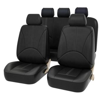 Automašīnas sēdekļu pārvalku komplekts, Melns | A set of Universal Eco Leather Car Seat Covers