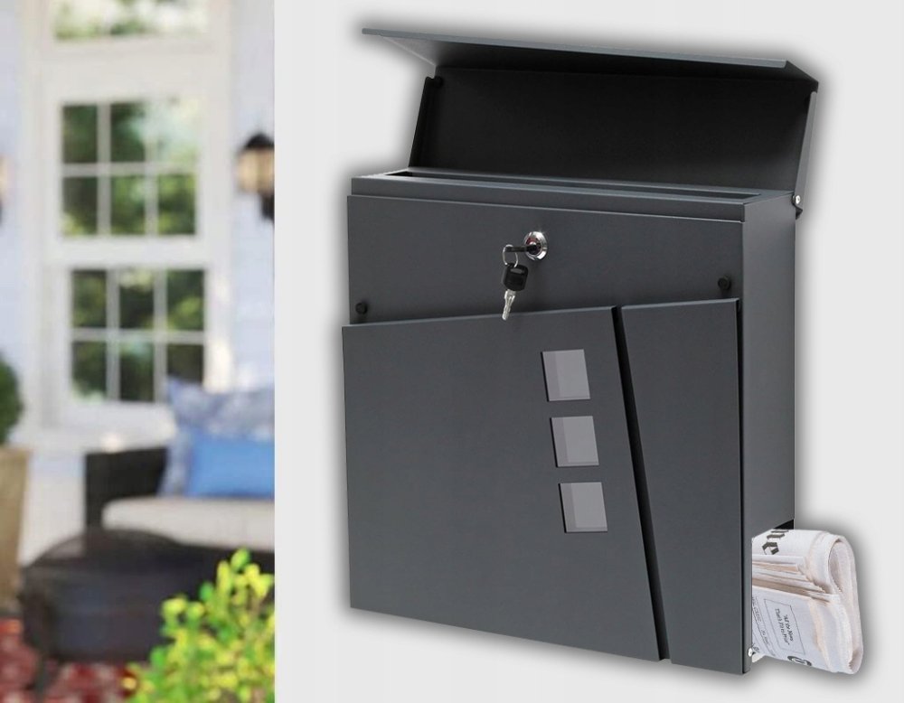 Moderna pastkastīte ar avīžu turētāju, antracīta (3)