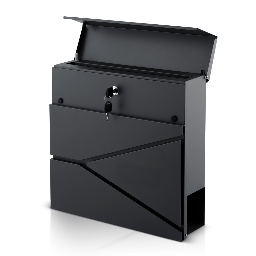 Humberg slēdzama pastkastīte ar avīžu turētāju 37x37x11 cm HM-862, antracīta (1)