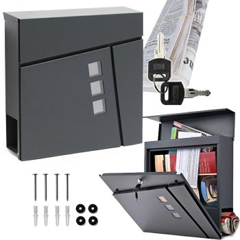 Moderna pastkastīte ar avīžu turētāju, antracīta