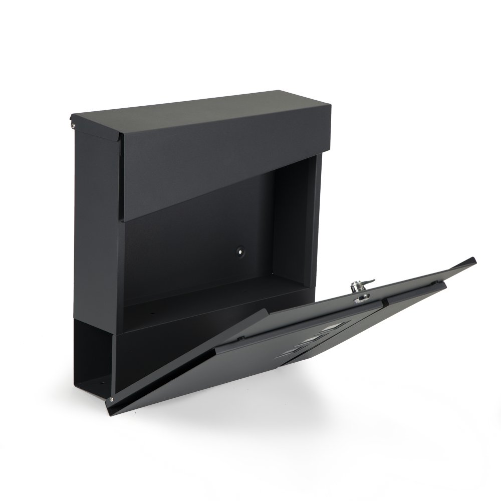 Pastkastīte ar avīžu turētāju ModernHome, cinkots tērauds, antracīta (2)