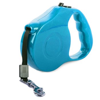 Automātiskā ruletes pavada sunim, lente ar fiksatoru 5m 15kg, zila