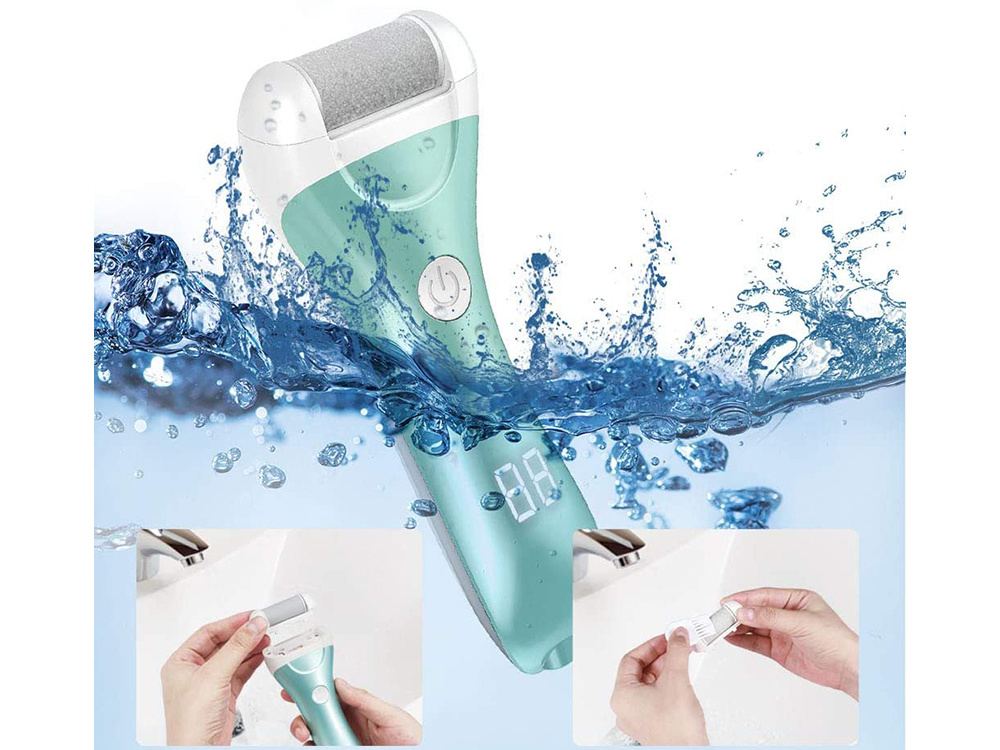 Elektriskā pēdu vīle papēžiem ar 3 ruļļiem un LCD displeju, zaļa (2)