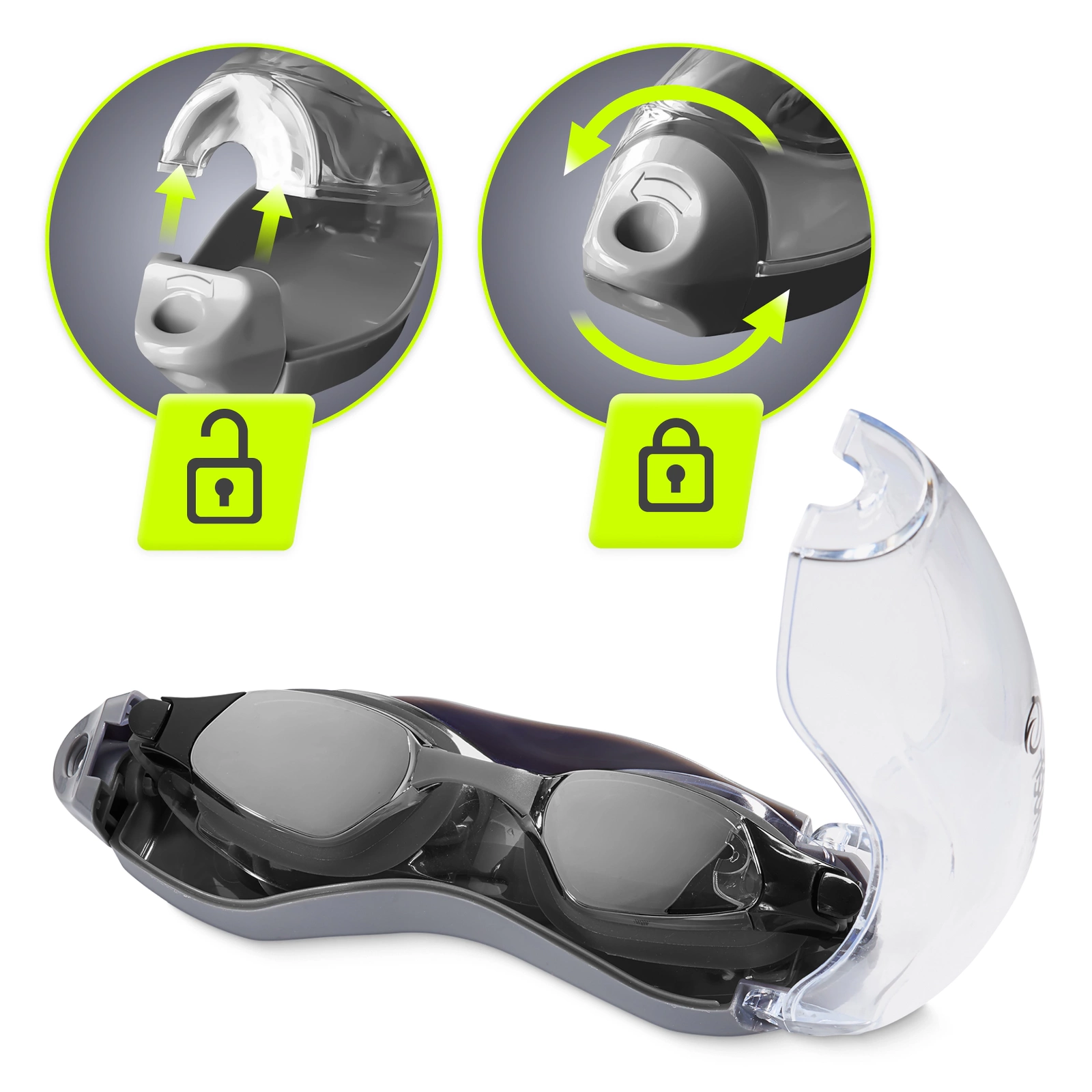 Peldēšanas brilles TSUNAMI ar Anti-Fog pārklājumu un UV filtru, melnas (1)