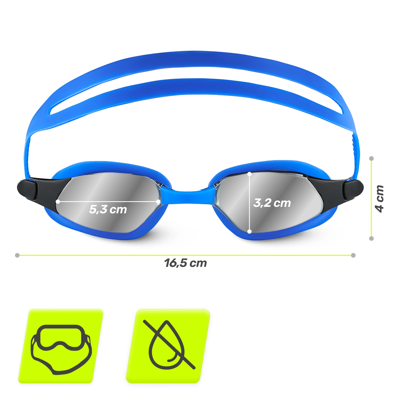 Peldēšanas brilles TSUNAMI ar Anti-Fog pārklājumu un UV filtru, zilas (0)