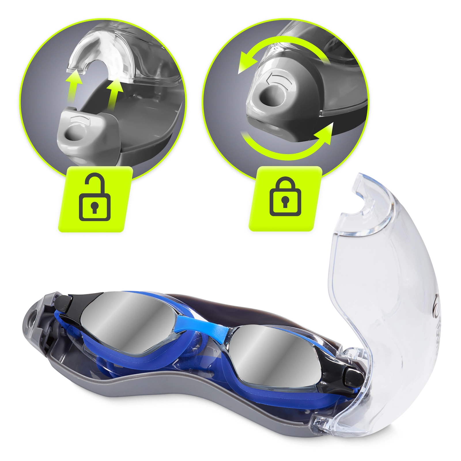 Peldēšanas brilles TSUNAMI ar Anti-Fog pārklājumu un UV filtru, zilas (1)