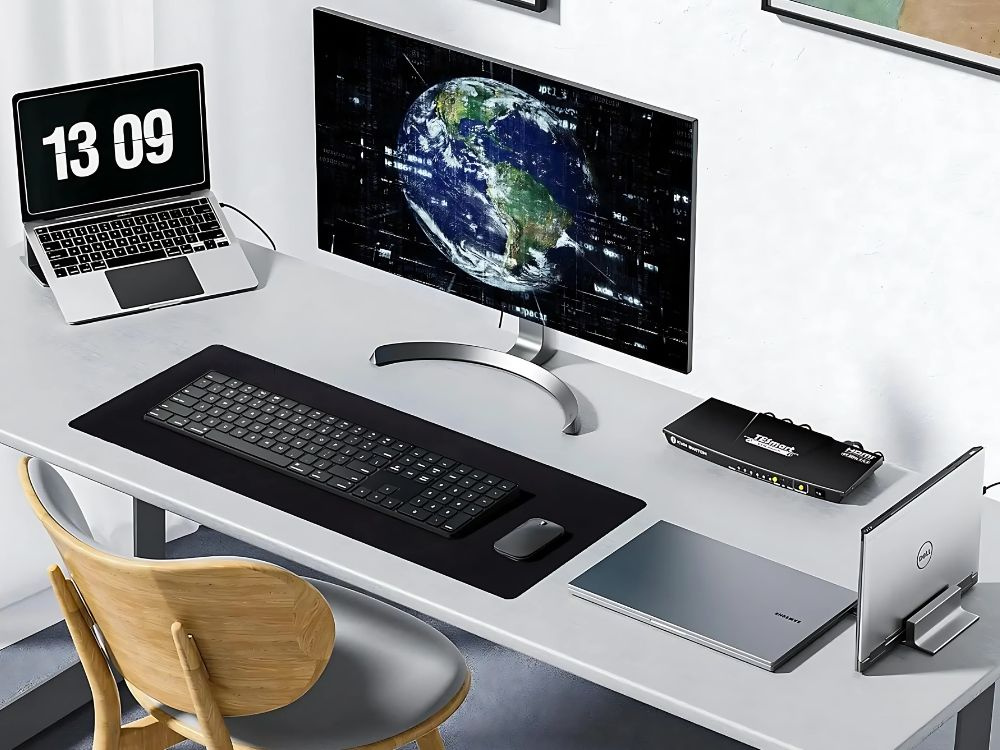 XXL neslīdošs peles un klaviatūras paliktnis 90x40 cm, melns (2)