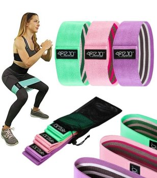4FIZJO HIP BAND Auduma Vingrošanas Pretestības Fitnesa Gumijas Lentes Jostas, Komplekts 3 gab. | Flexible Textile Training Loops Bands Tapes