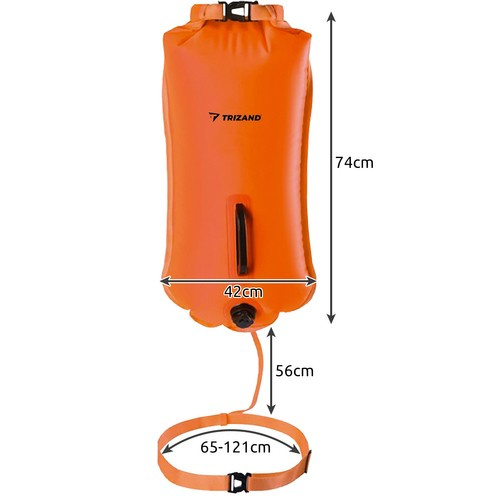 Trizand 23924 Drošības boja peldēšanai 2in1 ar sauso maisu, 35L, oranža (1)