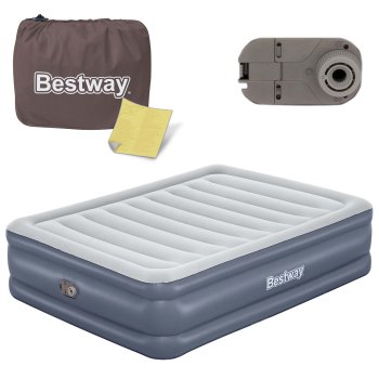 Divguļamais piepūšamais matracis Bestway 6713I ar iebūvētu sūkni 203x152x51 cm