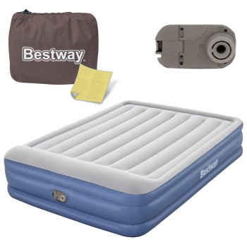 Bestway divguļamais piepūšamais matracis ar iebūvētu sūkni 203x152x46 cm 67630