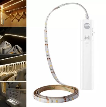 LED Lente ar kustības sensoru PIR un ar barošanas moduli, 2m | LED Strip with Dusk and Motion Sensors