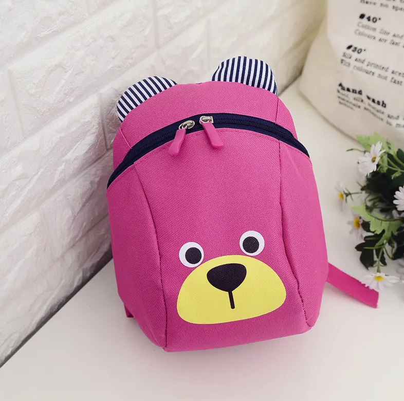 Bērnu Mazuļu Soma Mugursoma "Lācis", Rozā | Kid's Backpack Satchel Bag "Bear" (2)