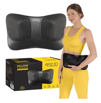 4FIZJO SHIATSU ULTRA+ Šiacu Masāžas Spilvens Ķermeņa Masieris ar Sildīšanas Funkciju, Melns | Heated Neck Massage Pillow