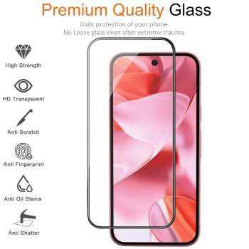 5D Aizsargstikls Google Pixel 10 / 10 Pro, Melns Pilna Pārklājuma (Tempered Glass)