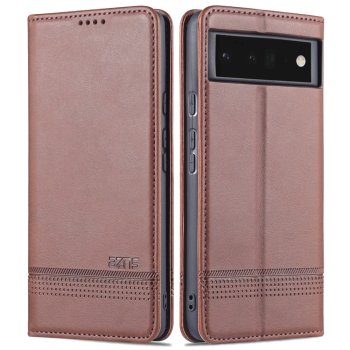 Google Pixel 6 Pro AZNS Leather Stand Case Cover with Card Slots, Coffee | Telefona Maciņš Vāciņš Apvalks...