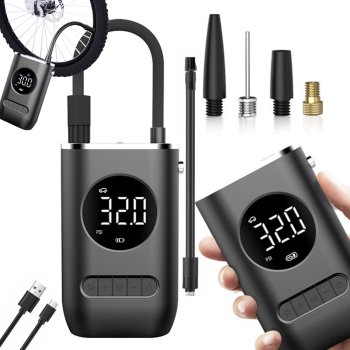 Akumulatora gaisa kompresors auto, velo riepām 10 bar ar LCD