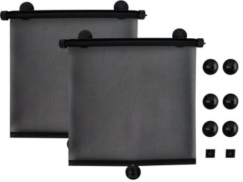 Automašīnas Sānu Logu Saulessargs Izvelkams Saules Aizsegs Aizkars 2 gb., Melns | Car Side Window Sunshade Curtain