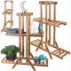 Trīslīmeņu koka puķu podu plaukts, statīvs, augu un mājas dekora stends, 98cm | Wooden Flower Shelf Stand