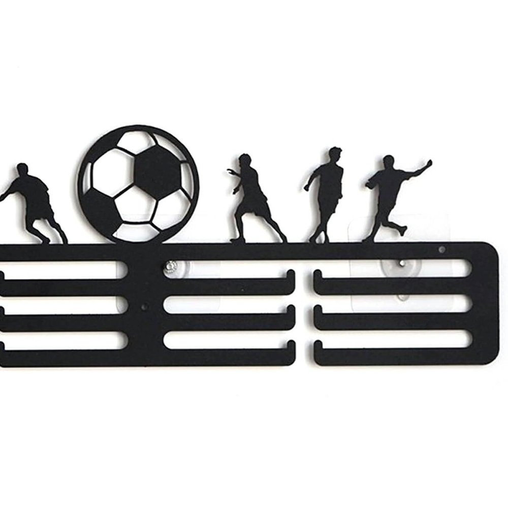 Stilīgs tērauda medaļu turētājs futbolam, 40 cm, melns (1)