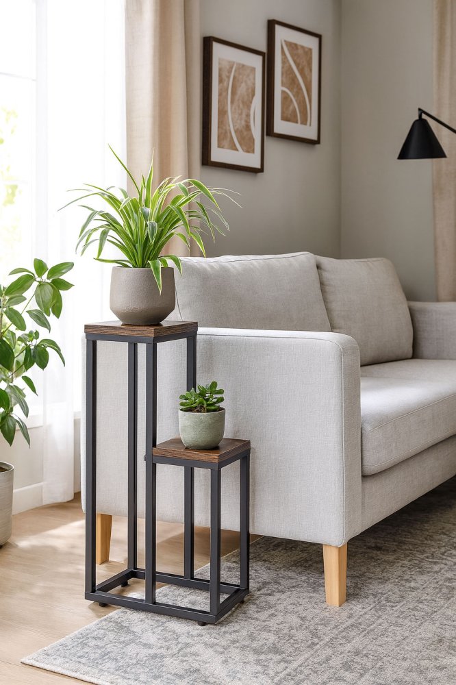 Puķu statīvs loft stilā ar 2 plauktiem ModernHome ME-ATS13 (0)