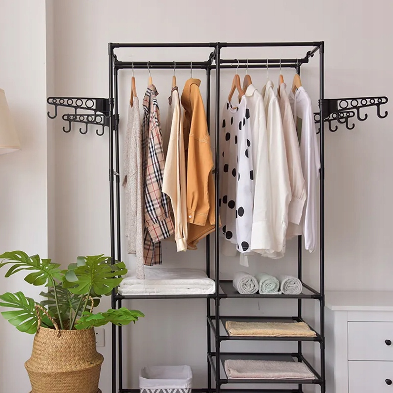 Liels drēbju pakaramais / vaļējs skapis ar plauktiem | Clothes Hanger Open Wardrobe with Storage Shelves (2)